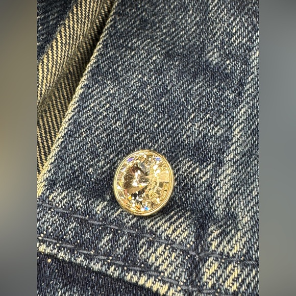Christine Alexander Denim Jacket Size M Swarovski Crystal Wester - Picture 12 of 15